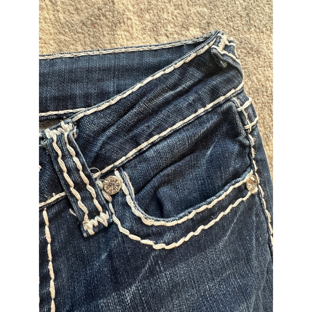 LA Idol USA Cropped Jeans Womens Low Rise Zip Fly Contrast Stitch- Size 3 - Picture 4 of 12